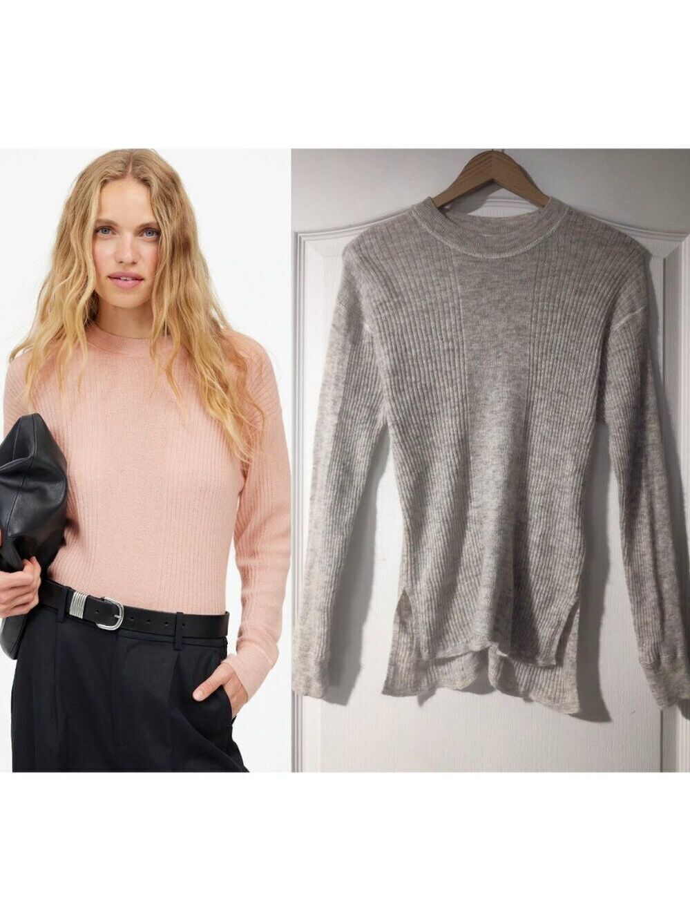Madewell | Ribbed Alpaca-Blend Crewneck Sweater In Heather Stone